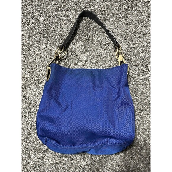 JPK PARIS 75 HOBO BUCKET SHOULDER BAG NYLON , LEATHER STRAPS~ NICE~BLUE - Picture 1 of 9